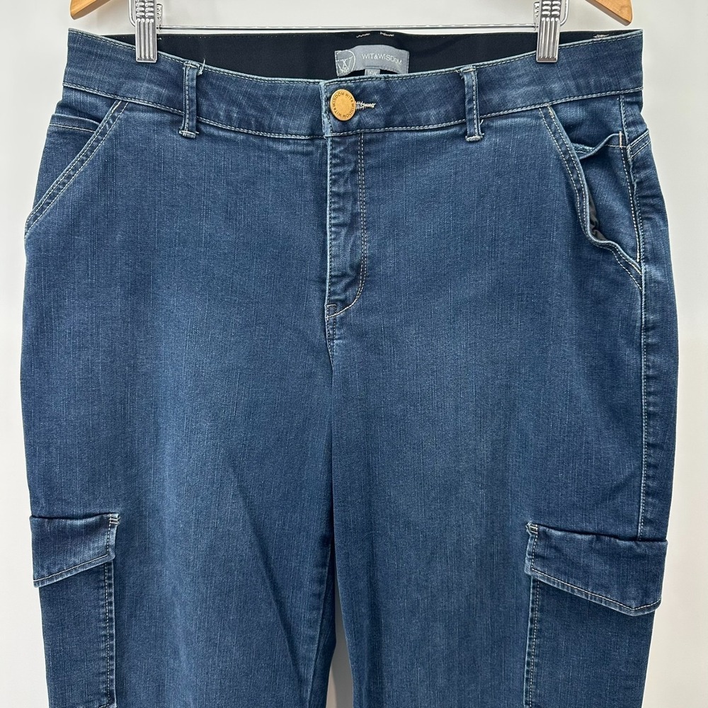 Wit & Wisdom Jeans Womens 16W Blue Denim Stretch Cargo Utility Pocket Comfort